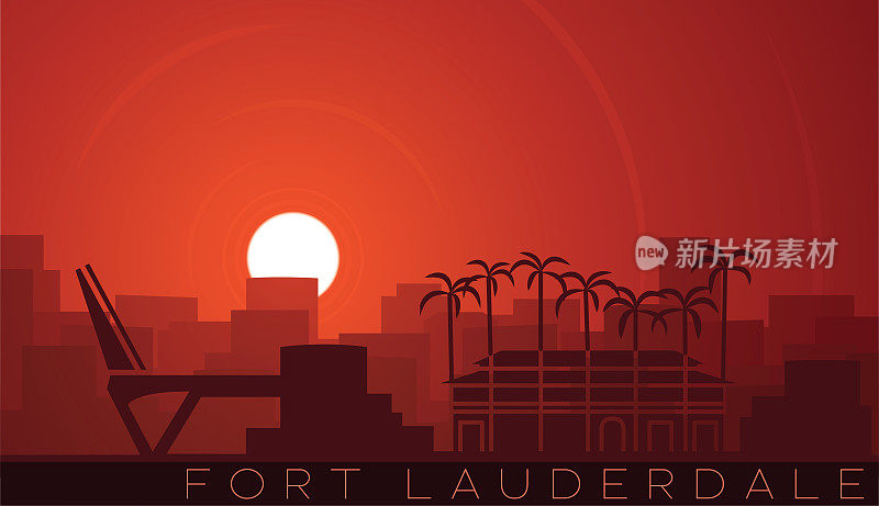 Fort Lauderdale Low Sun Skyline Scene